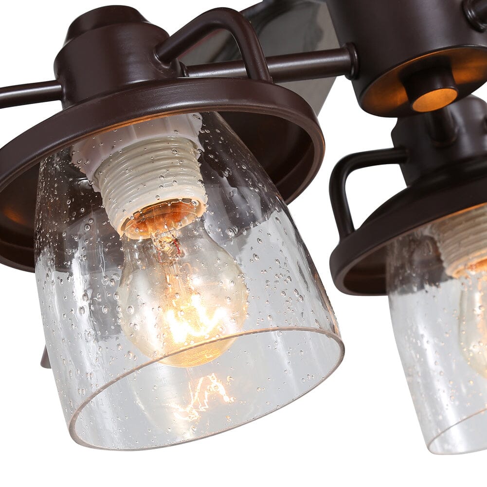 Rustic 52-Inch Wood Ceiling Fan with Remote and 3 LED Lights - Atelier Dubois Paris