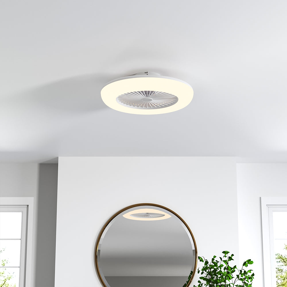 Compact 55cm Ceiling Fan with 3 LED Light Modes and Remote - Atelier Dubois Paris