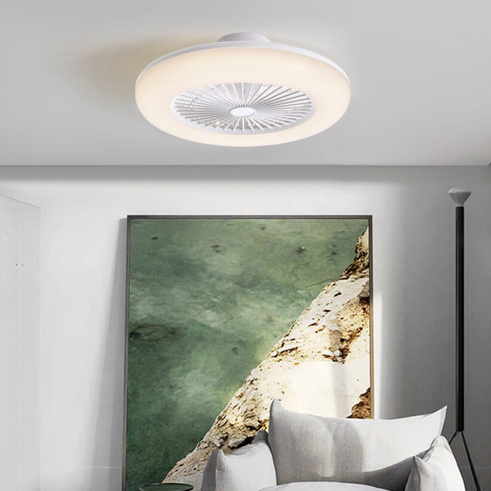 Compact 55cm Ceiling Fan with 3 LED Light Modes and Remote - Atelier Dubois Paris