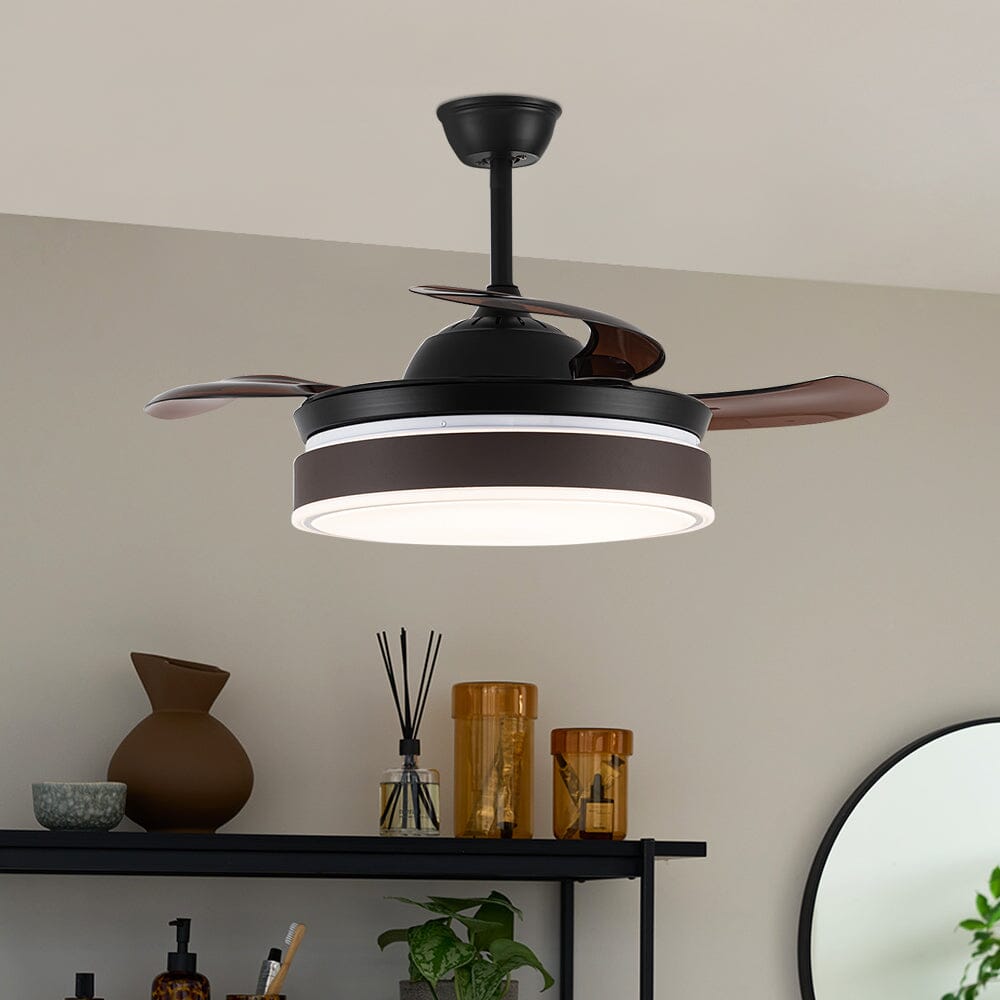 Remote-Controlled 42" Coffee Acrylic Ceiling Fan with Dimmable LED Lamp
