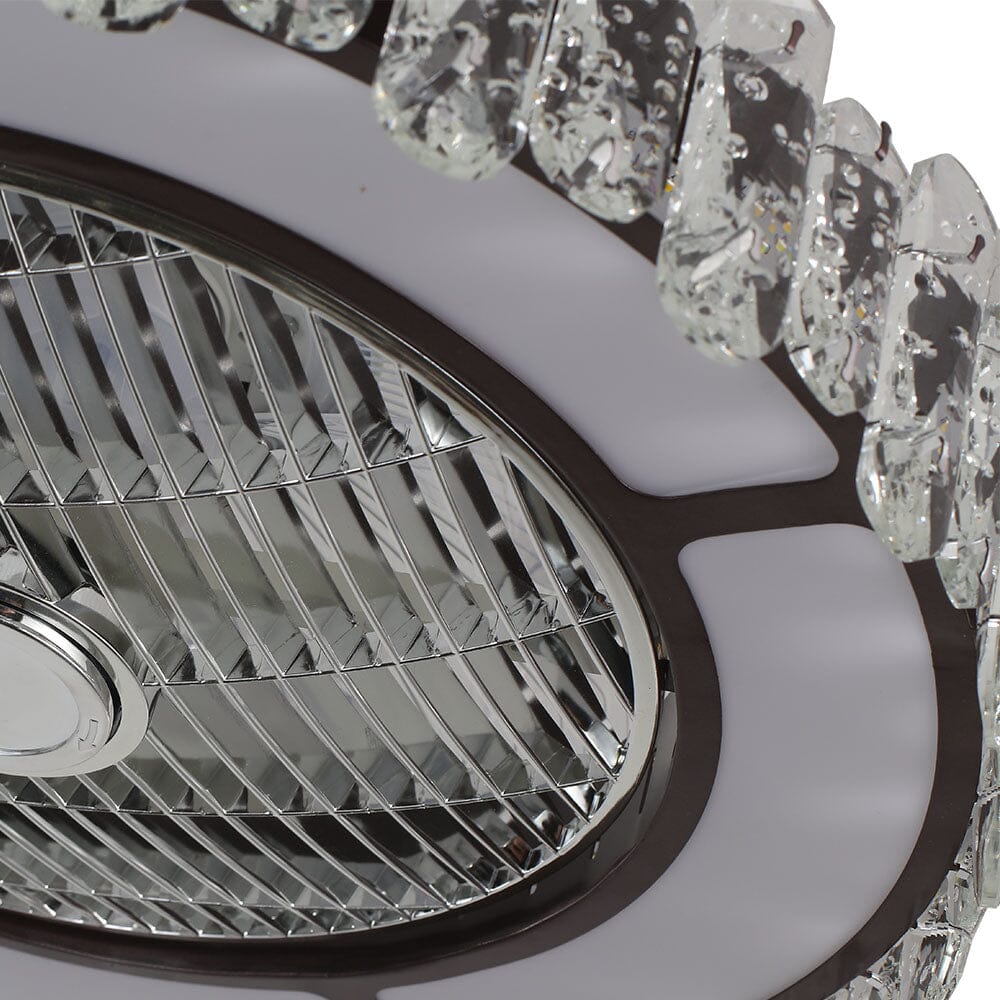 Stylish Round Crystal LED Flush Mount Ceiling Fan Light
