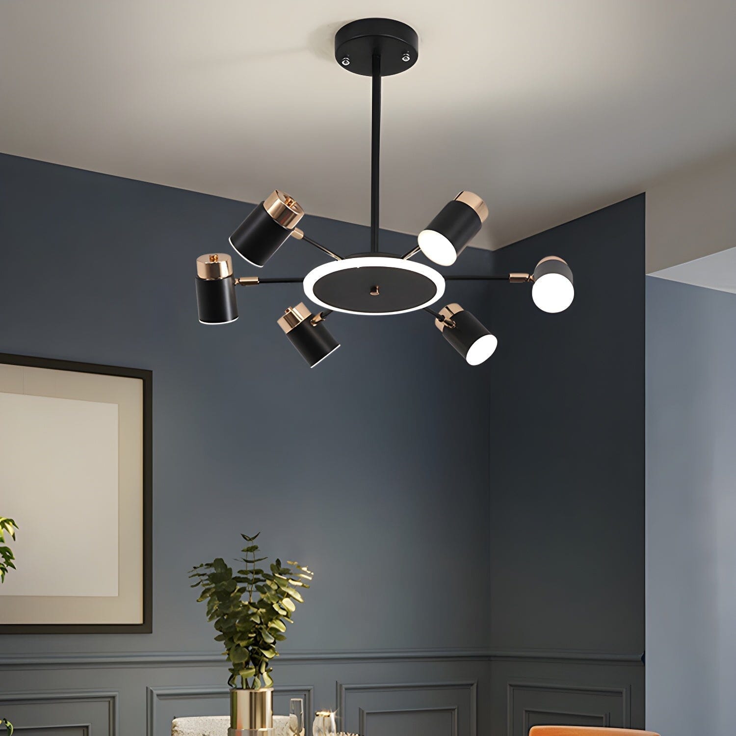 Black and Gold Metal LED Ceiling Light - Modern Flush Mount Fixture