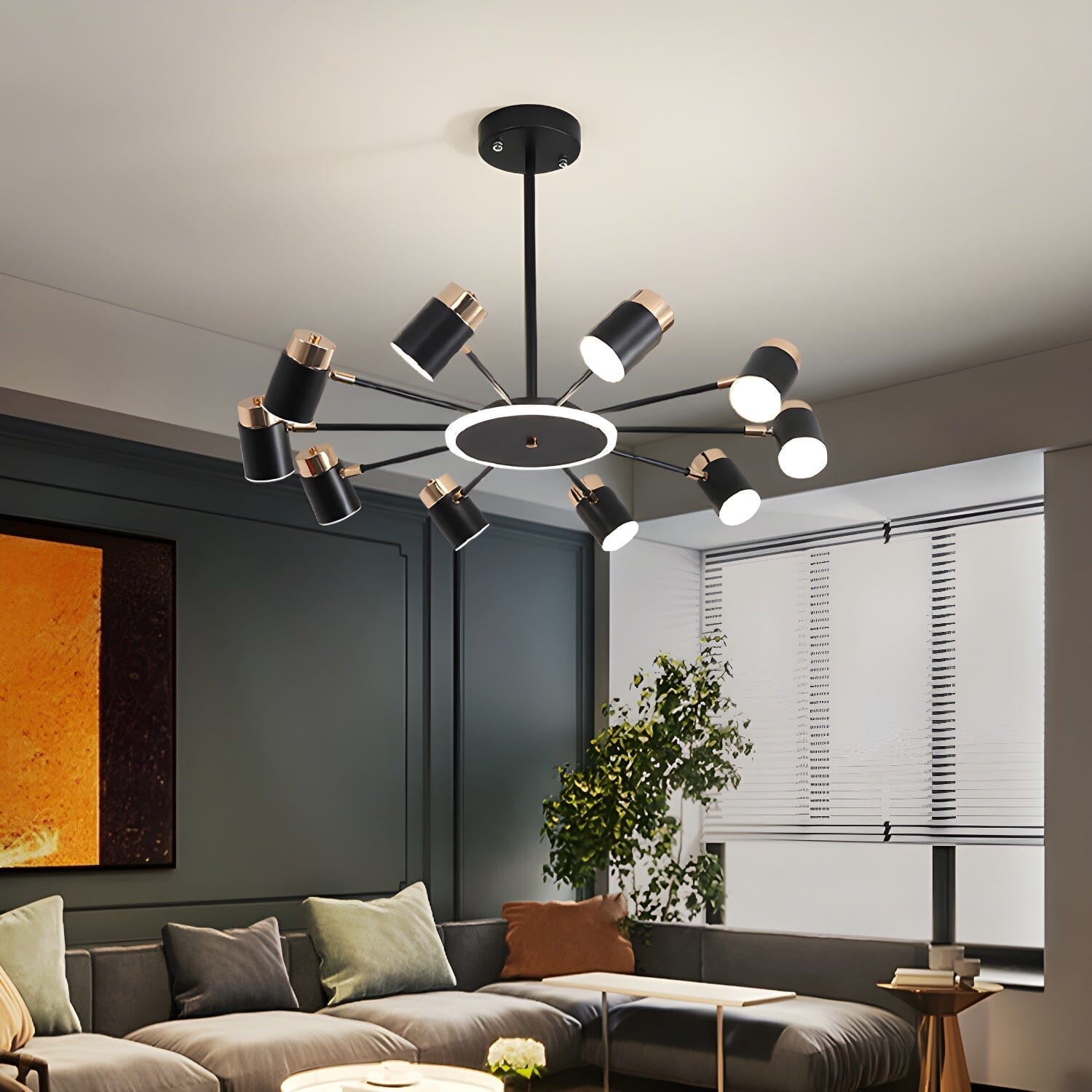 Black and Gold Metal LED Ceiling Light - Modern Flush Mount Fixture