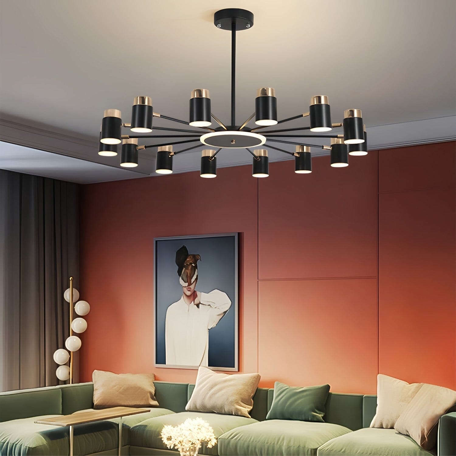 Black and Gold Metal LED Ceiling Light - Modern Flush Mount Fixture