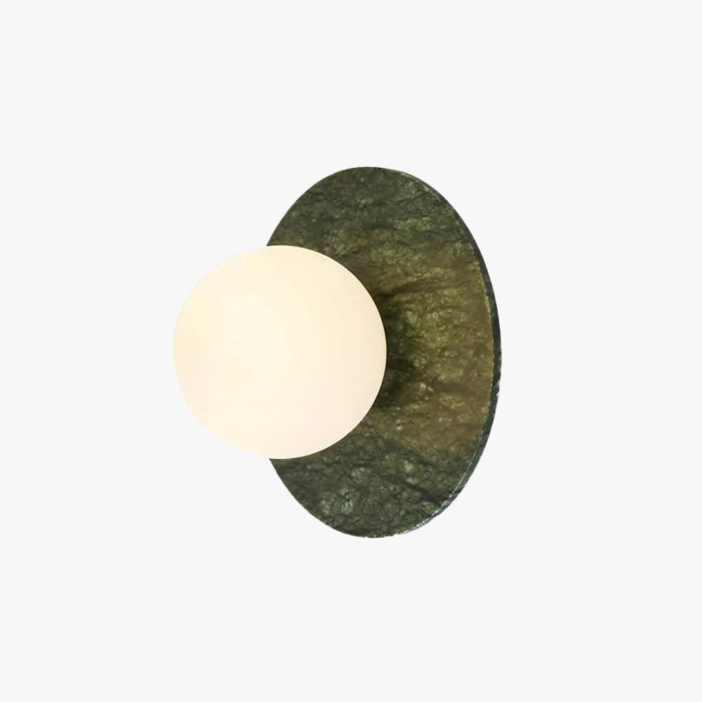 Stylish Green Marble Wall Sconce – Frosted Glass Globe Shade Lamp