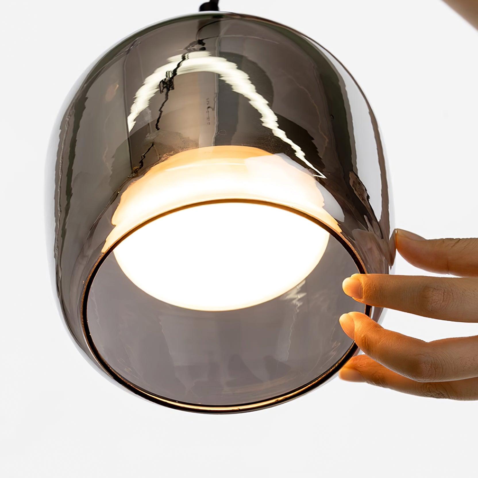 Modern Glass and Metal Pendant Light – Adjustable Chain Ceiling Fixture