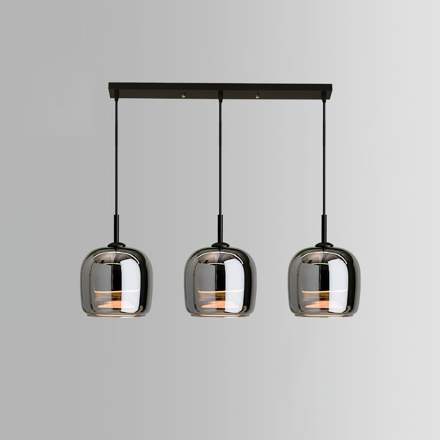 Modern Glass and Metal Pendant Light – Adjustable Chain Ceiling Fixture