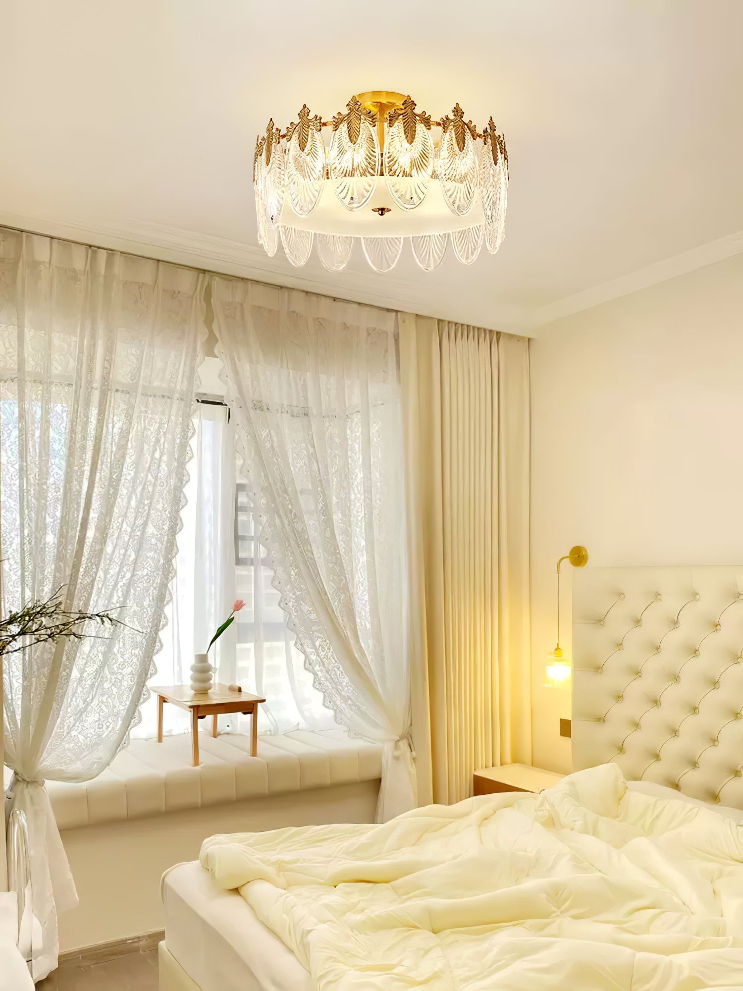 Etched Glass Round Chandelier – Modern Decorative Ceiling Light