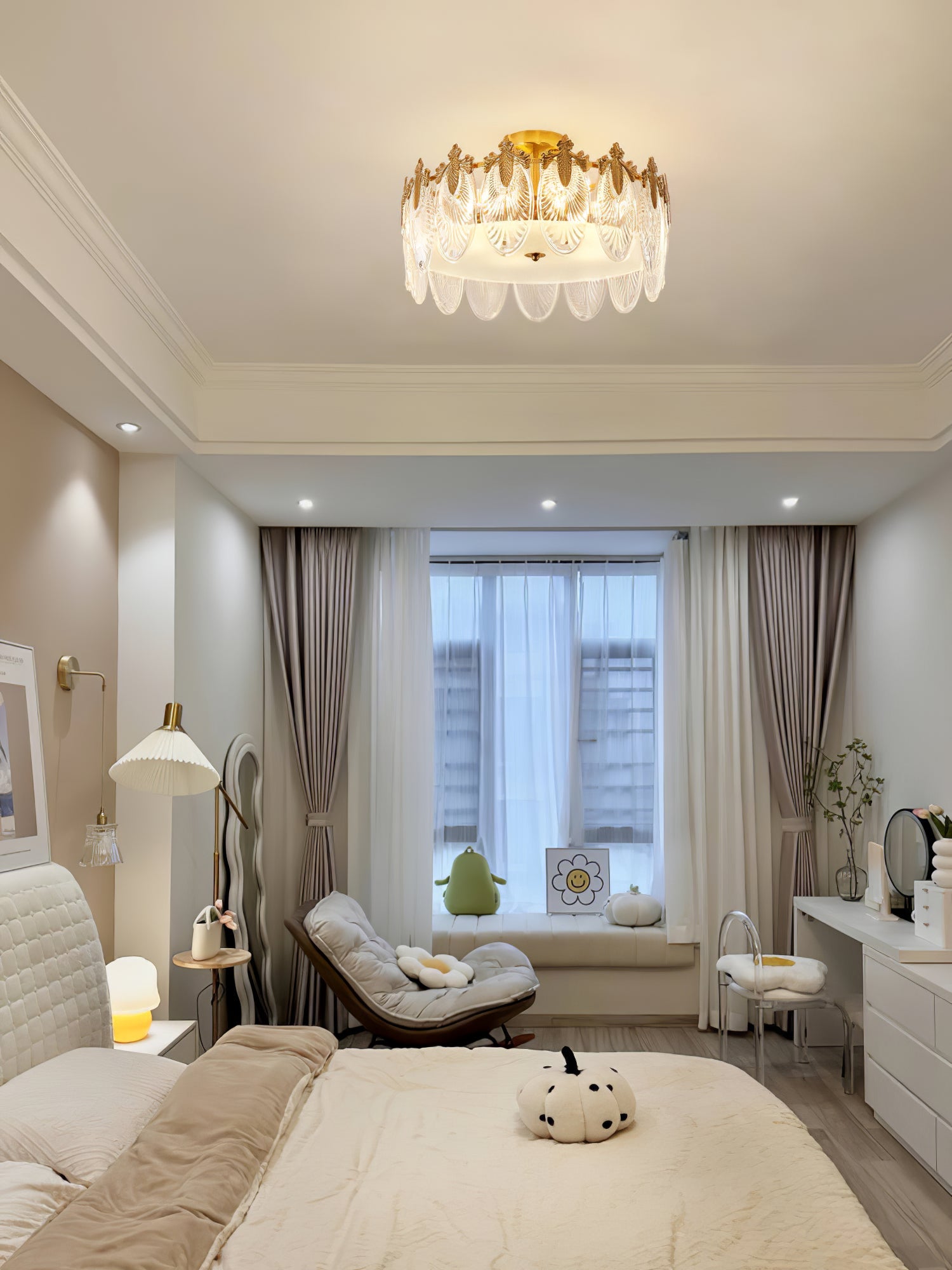Etched Glass Round Chandelier – Modern Decorative Ceiling Light