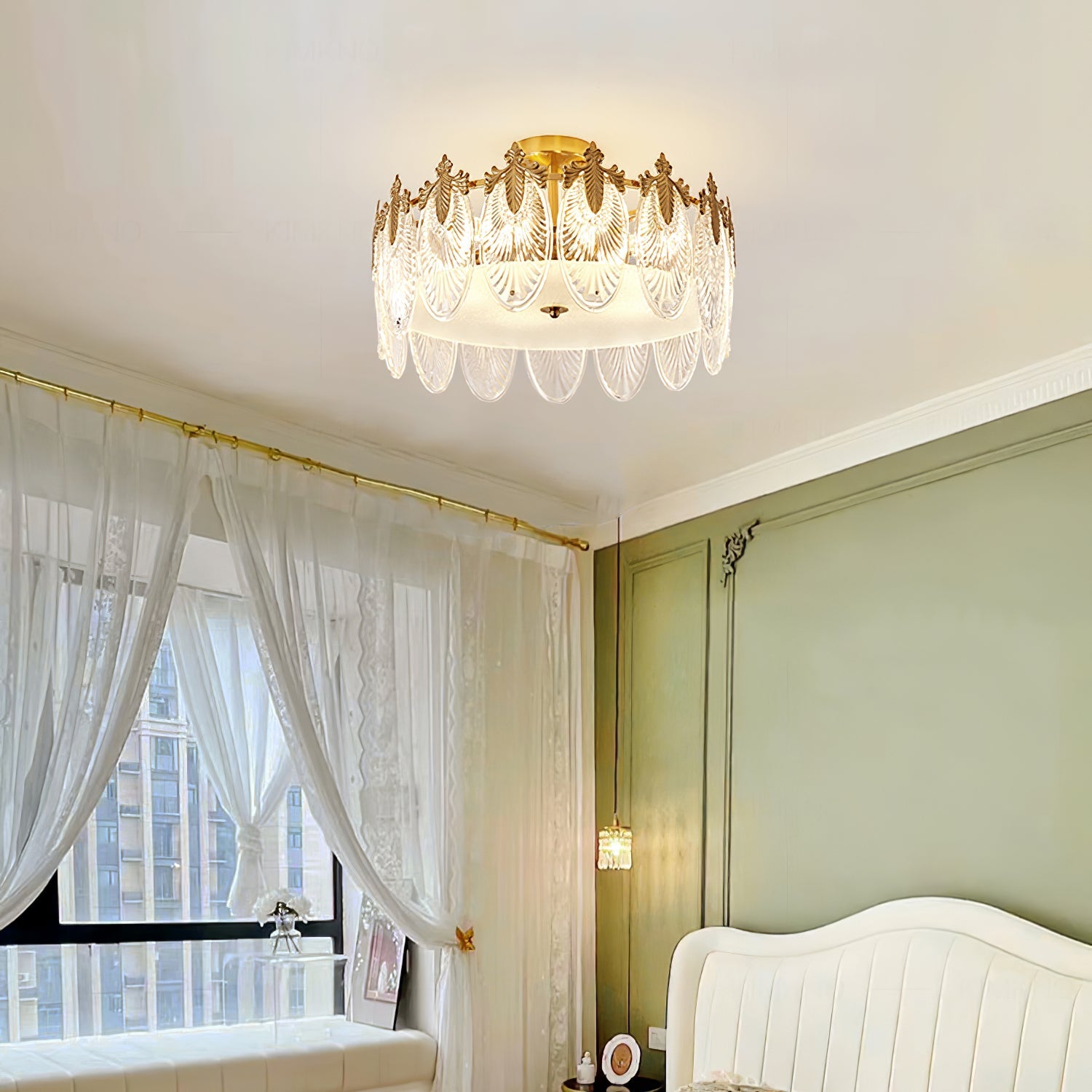 Etched Glass Round Chandelier – Modern Decorative Ceiling Light