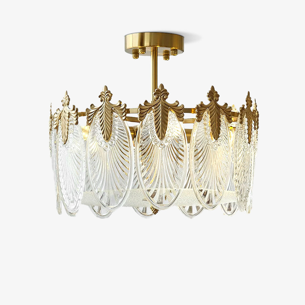Etched Glass Round Chandelier – Modern Decorative Ceiling Light