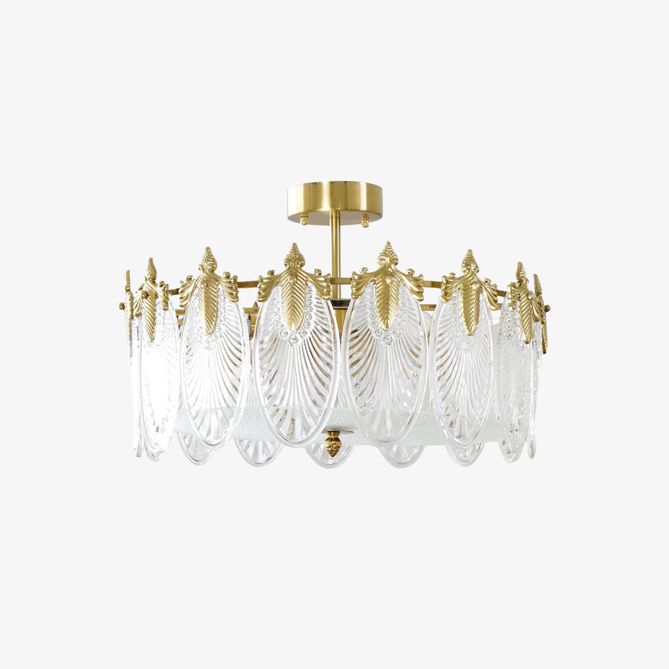 Etched Glass Round Chandelier – Modern Decorative Ceiling Light