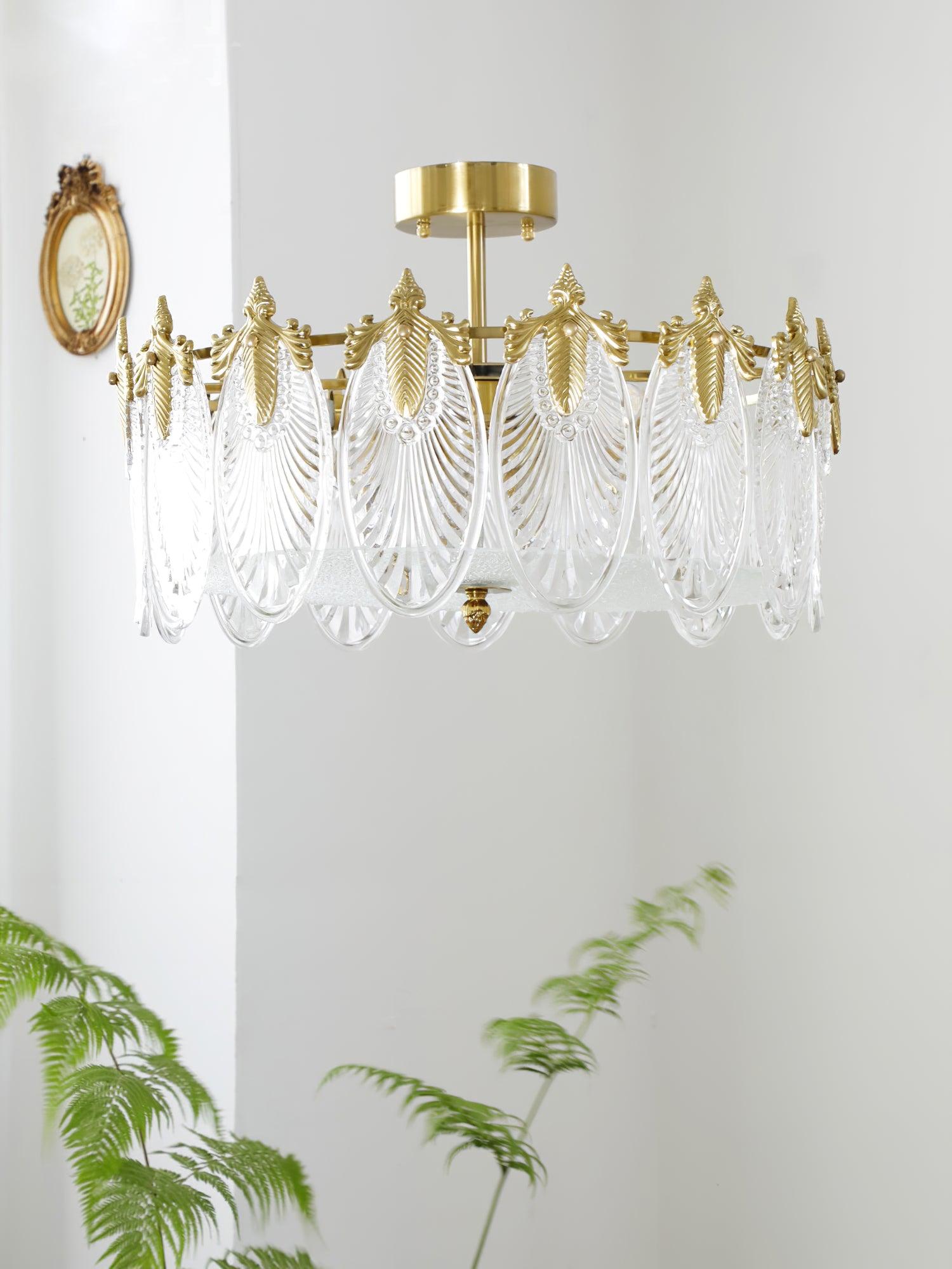 Etched Glass Round Chandelier – Modern Decorative Ceiling Light