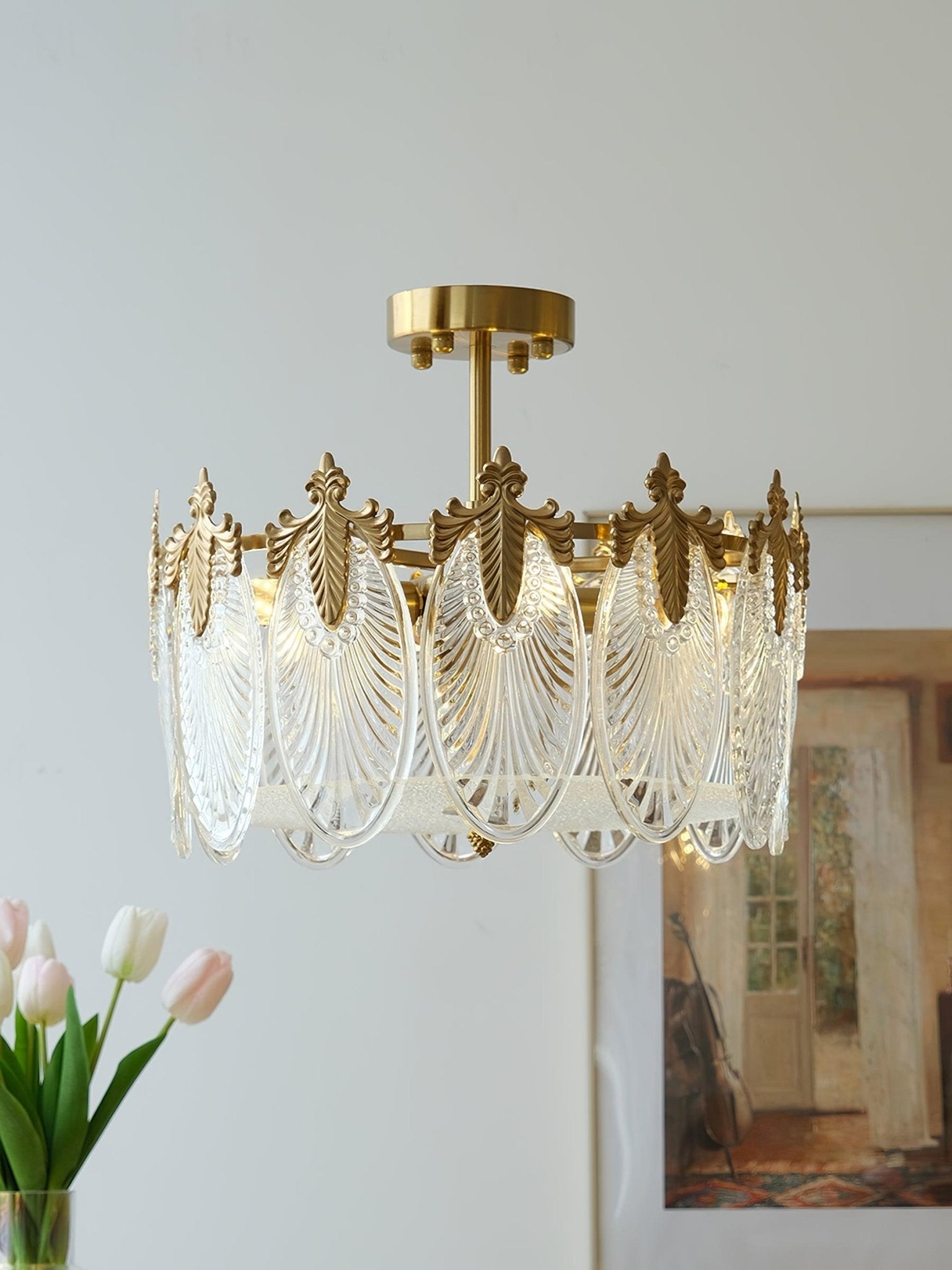 Etched Glass Round Chandelier – Modern Decorative Ceiling Light