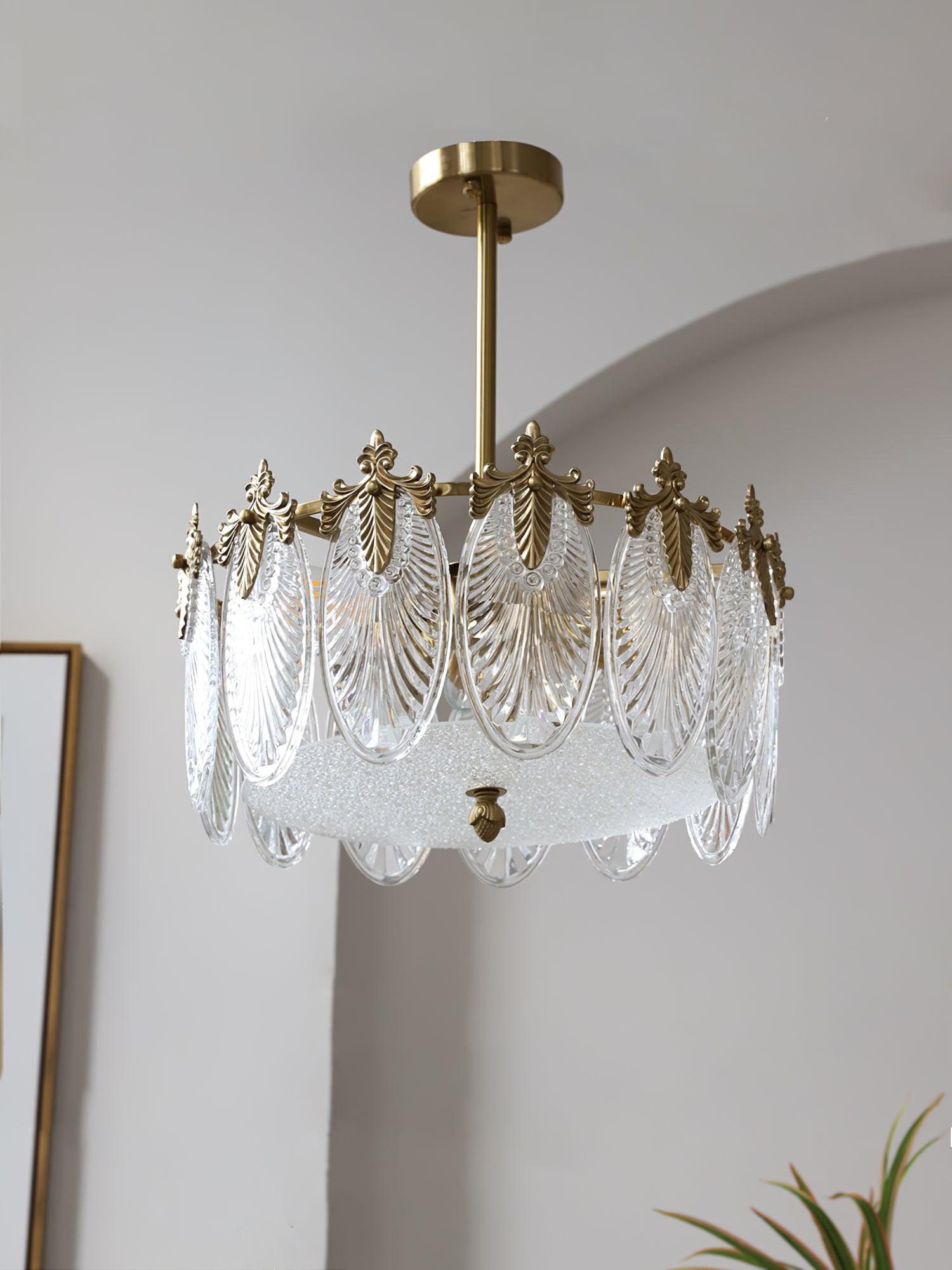 Etched Glass Round Chandelier – Modern Decorative Ceiling Light