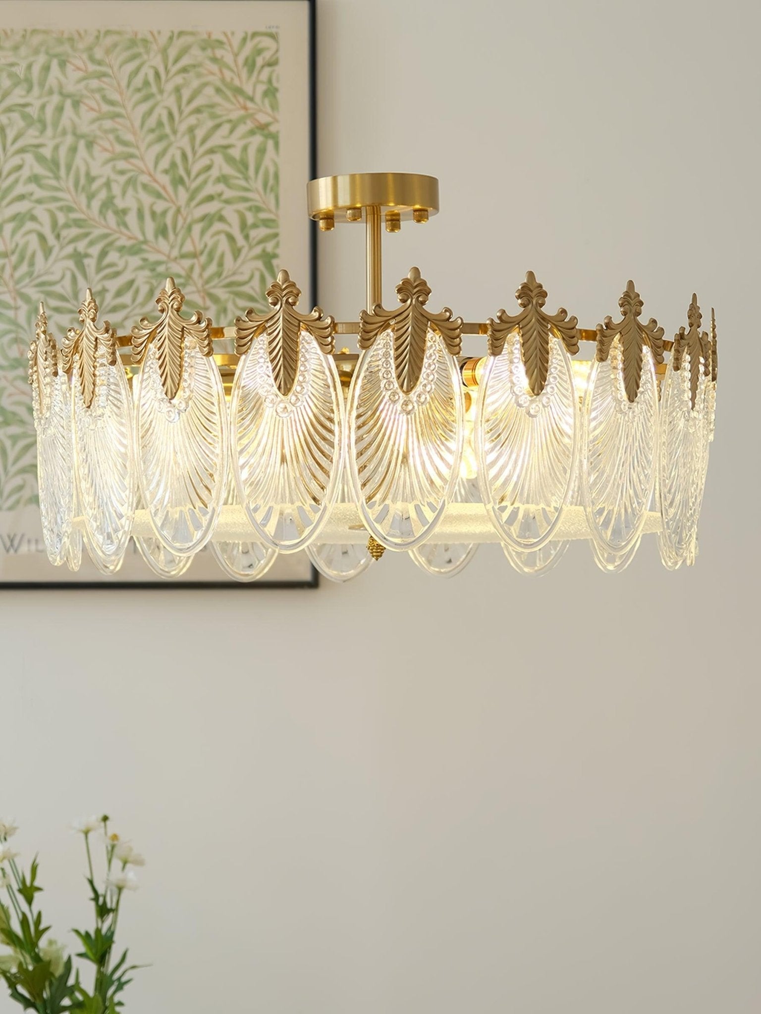 Etched Glass Round Chandelier – Modern Decorative Ceiling Light