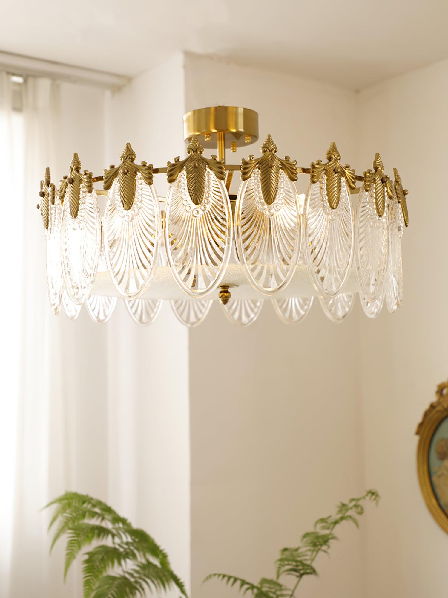 Etched Glass Round Chandelier – Modern Decorative Ceiling Light