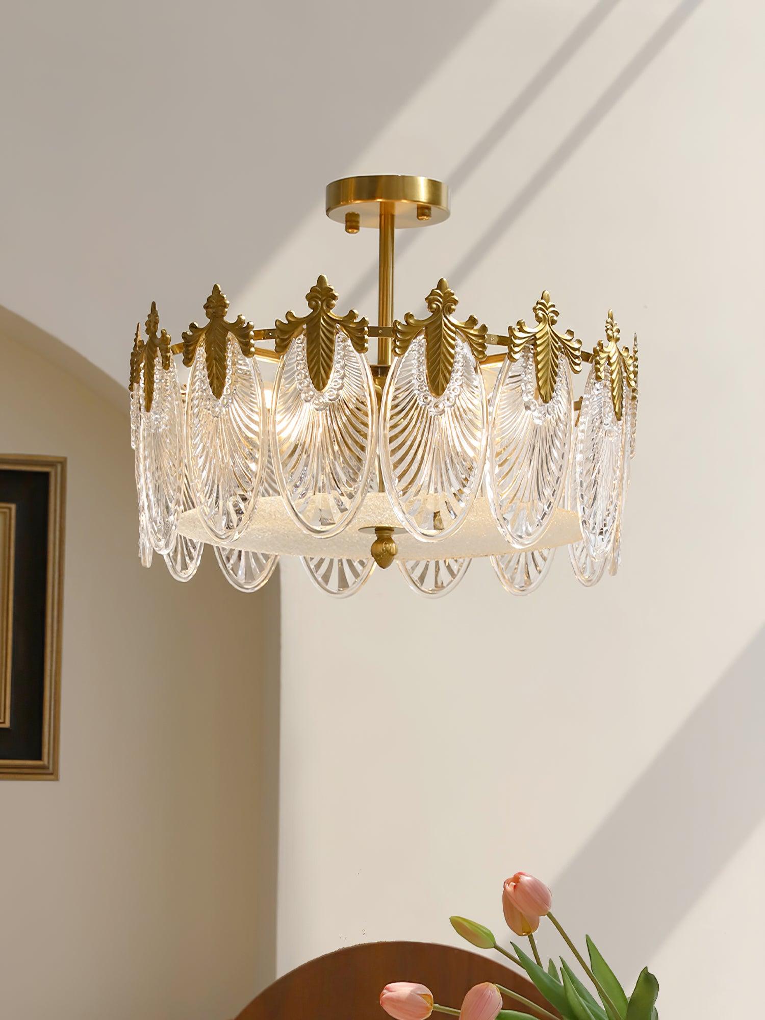 Etched Glass Round Chandelier – Modern Decorative Ceiling Light