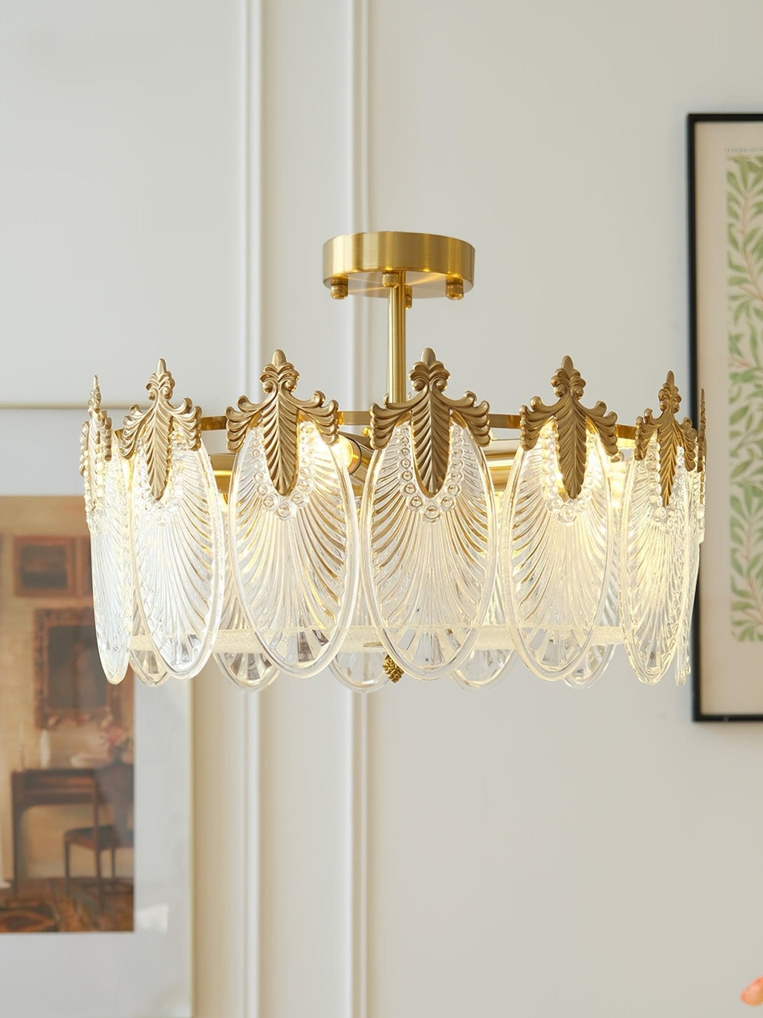Etched Glass Round Chandelier – Modern Decorative Ceiling Light