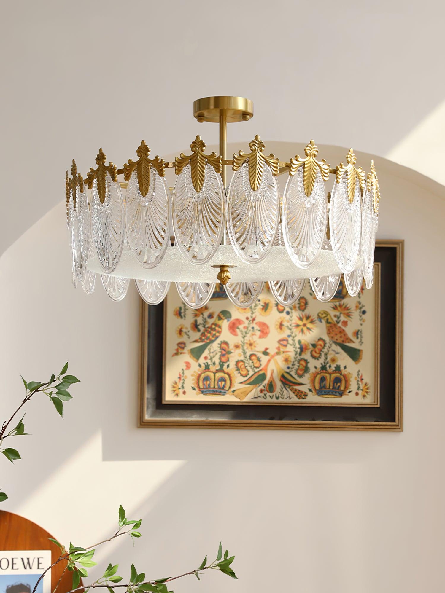 Etched Glass Round Chandelier – Modern Decorative Ceiling Light