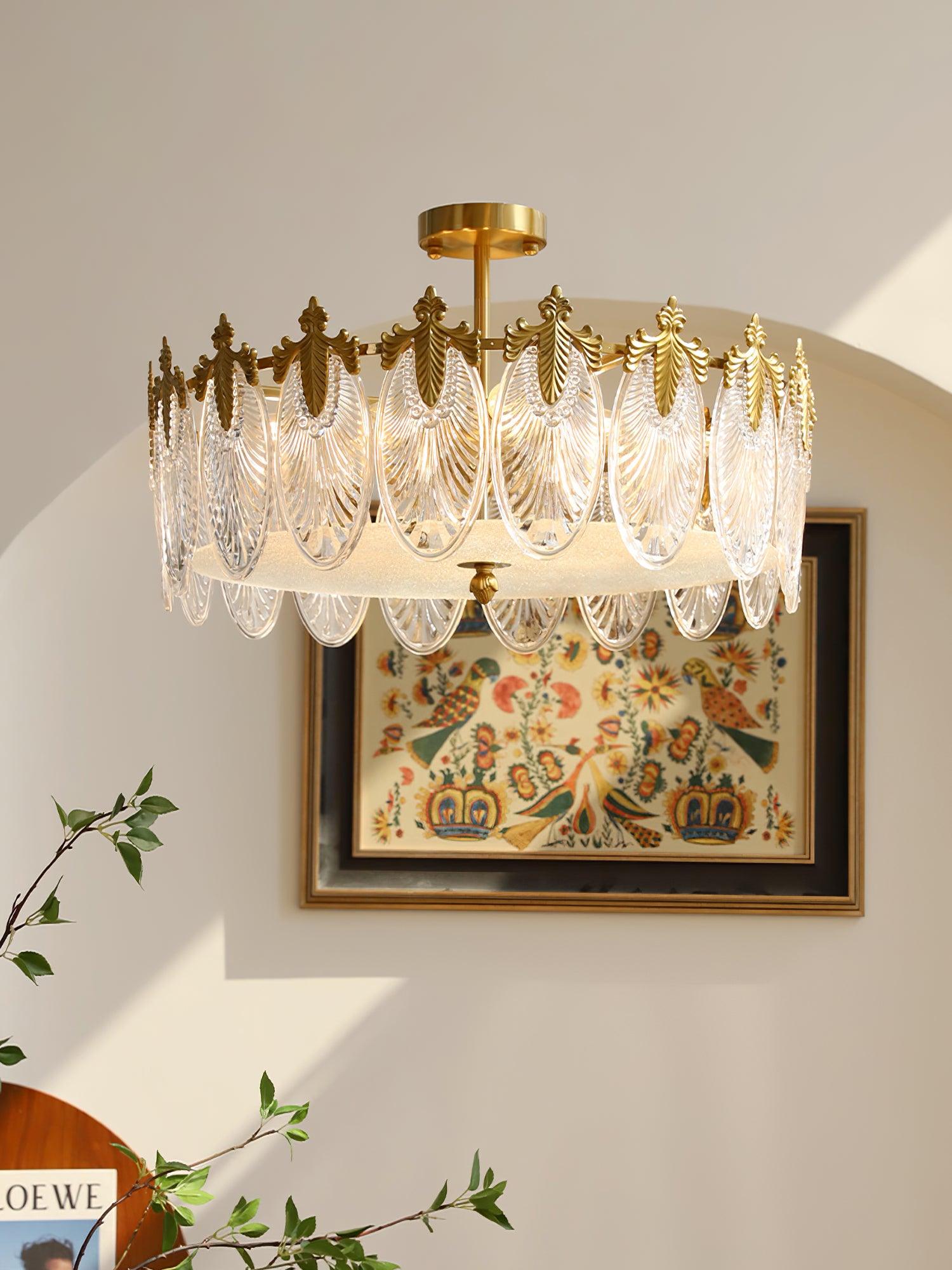 Etched Glass Round Chandelier – Modern Decorative Ceiling Light