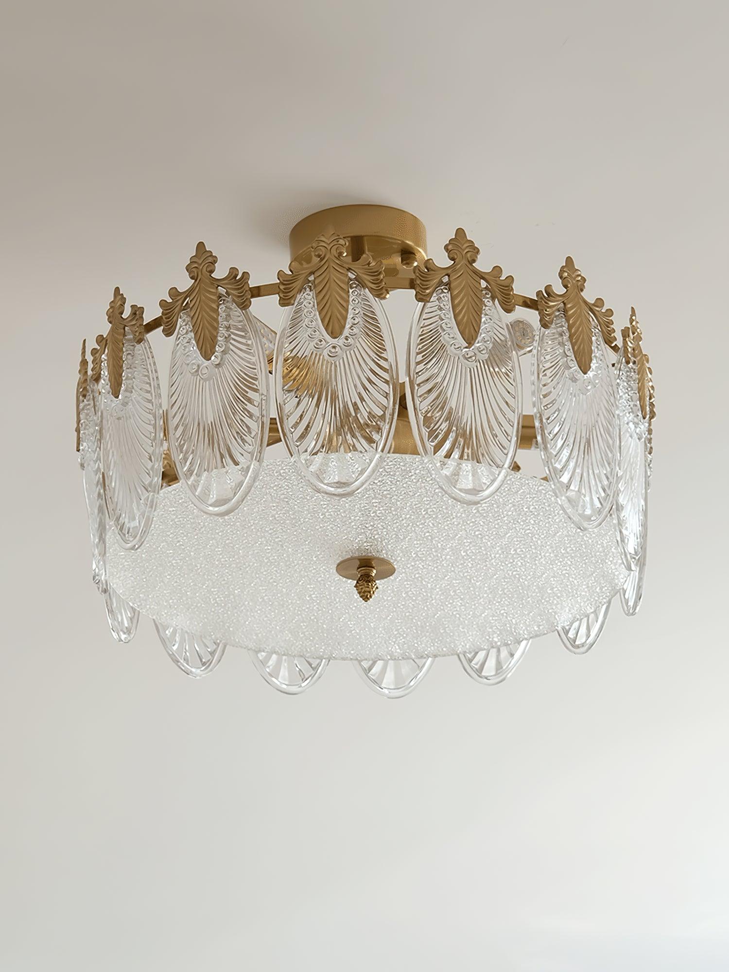Etched Glass Round Chandelier – Modern Decorative Ceiling Light