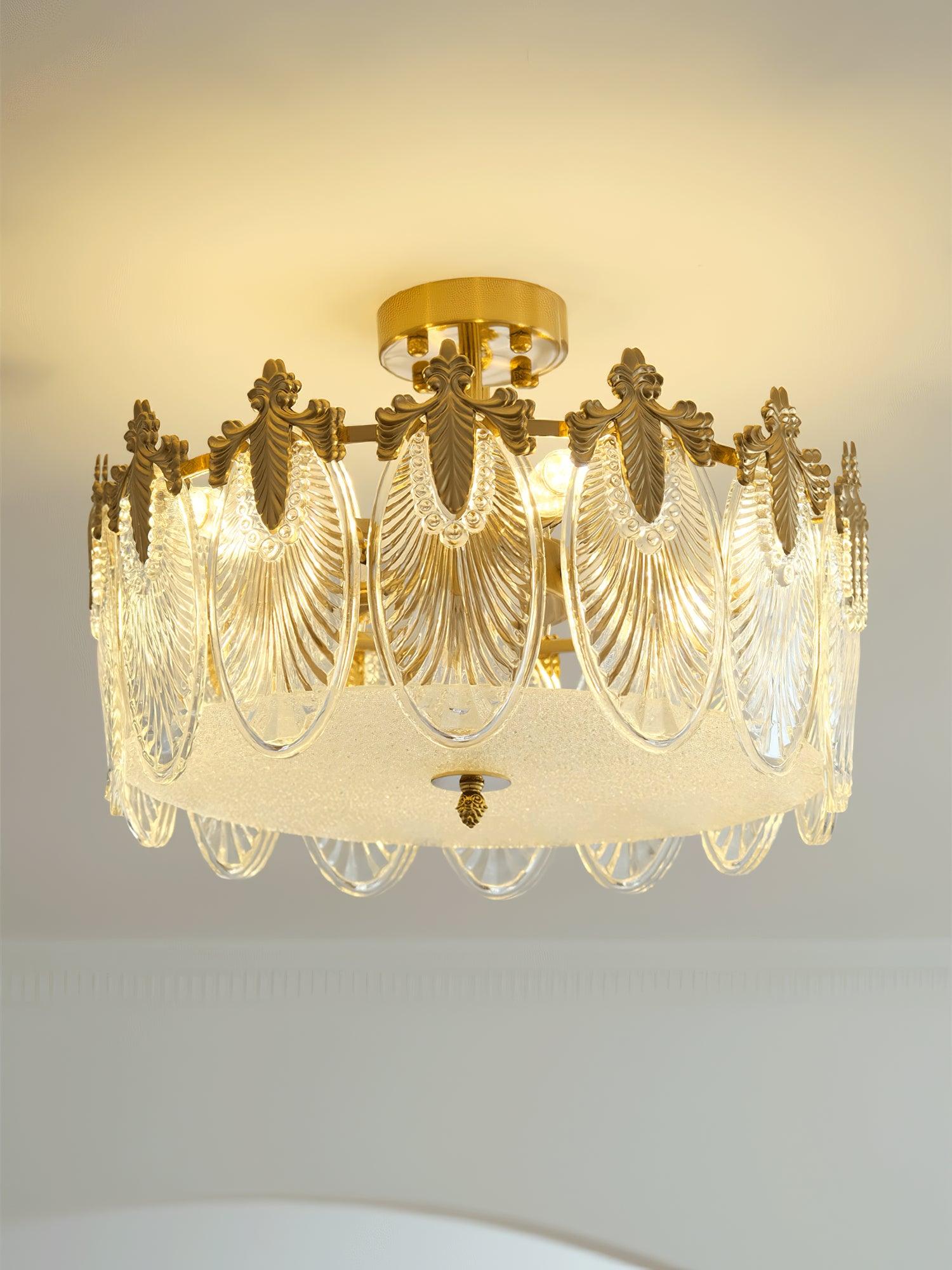 Etched Glass Round Chandelier – Modern Decorative Ceiling Light