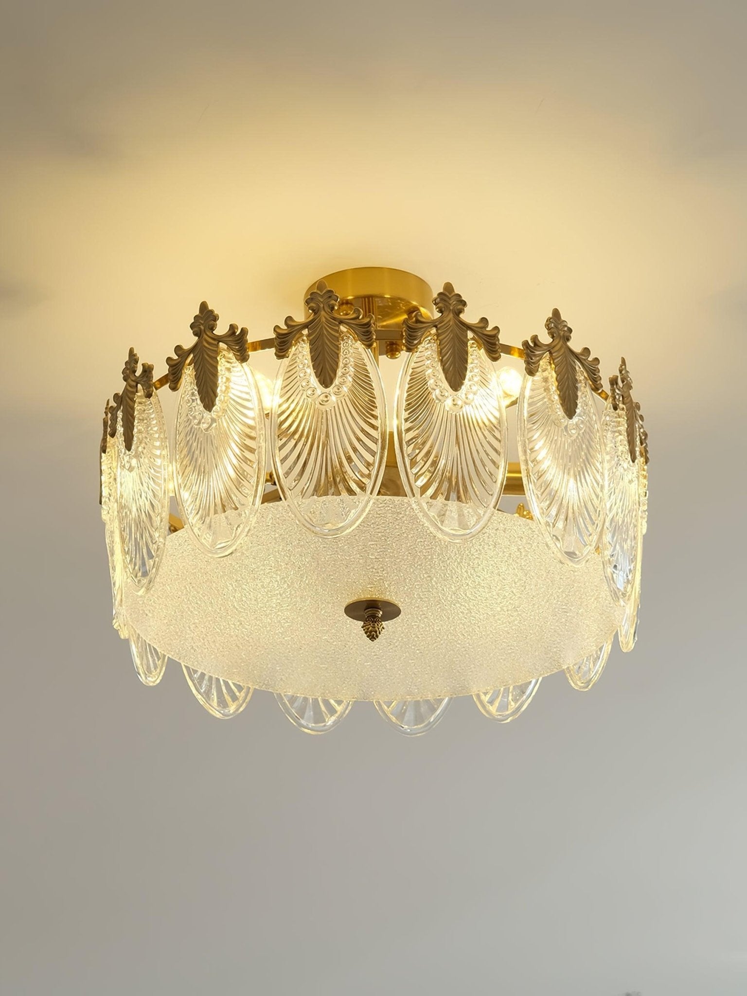 Etched Glass Round Chandelier – Modern Decorative Ceiling Light