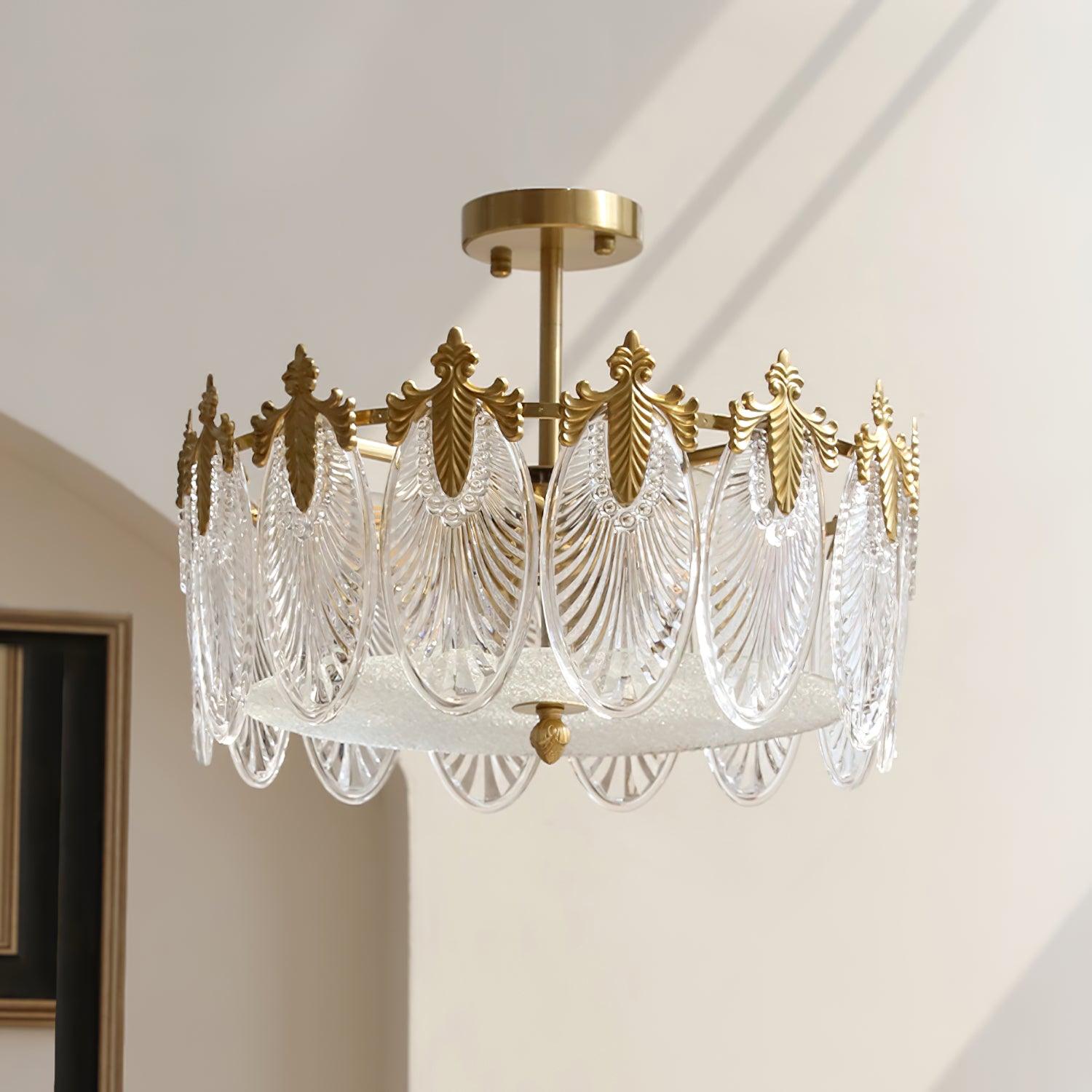 Etched Glass Round Chandelier – Modern Decorative Ceiling Light