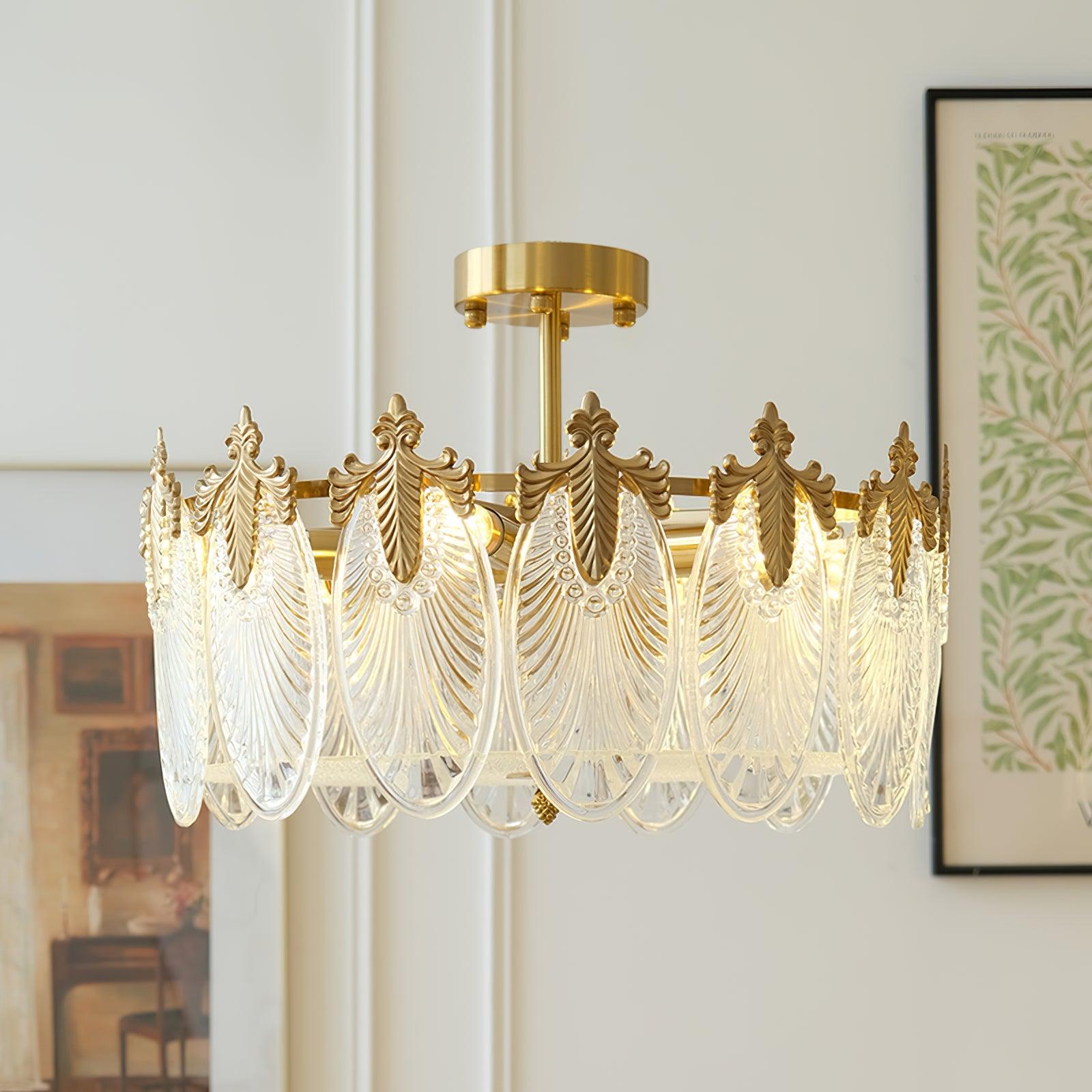 Etched Glass Round Chandelier – Modern Decorative Ceiling Light