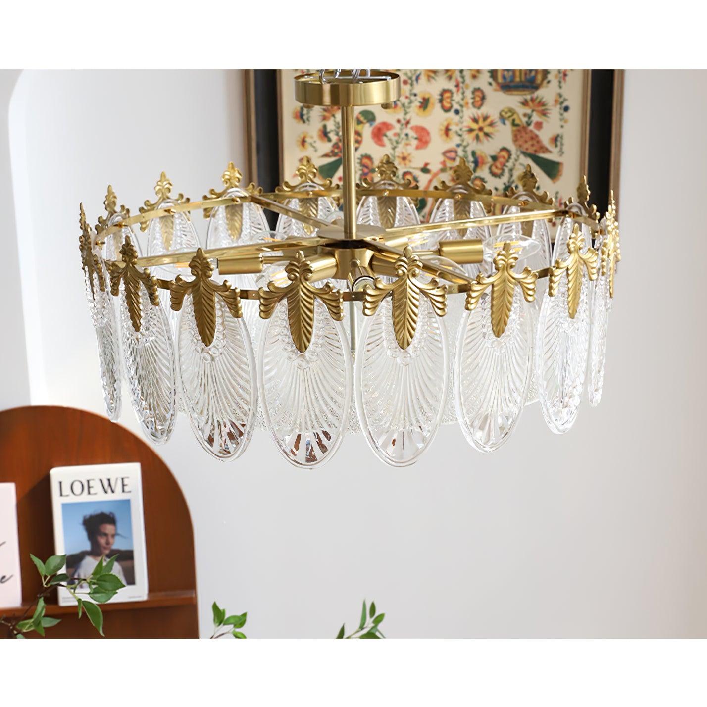 Etched Glass Round Chandelier – Modern Decorative Ceiling Light