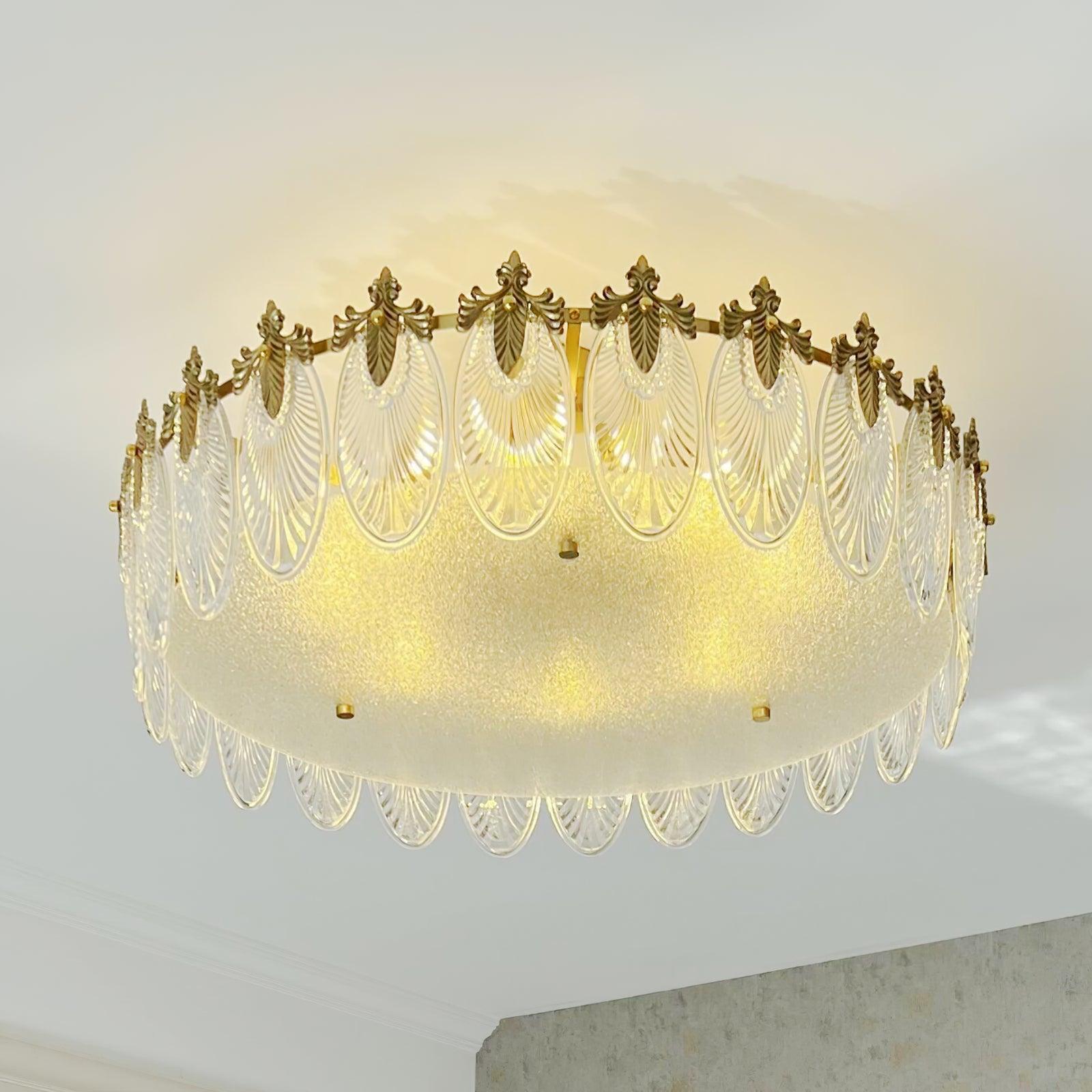 Etched Glass Round Chandelier – Modern Decorative Ceiling Light