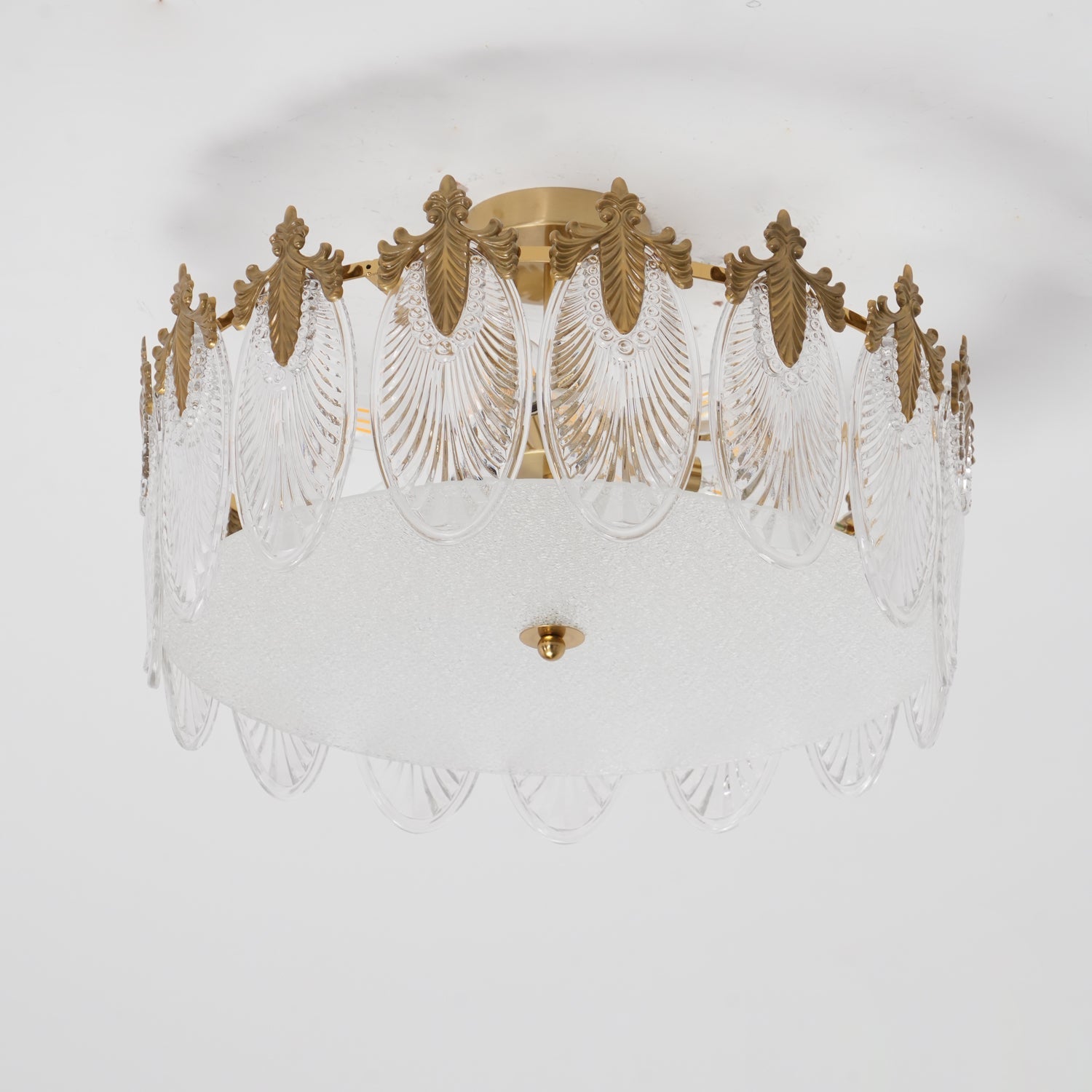 Etched Glass Round Chandelier – Modern Decorative Ceiling Light
