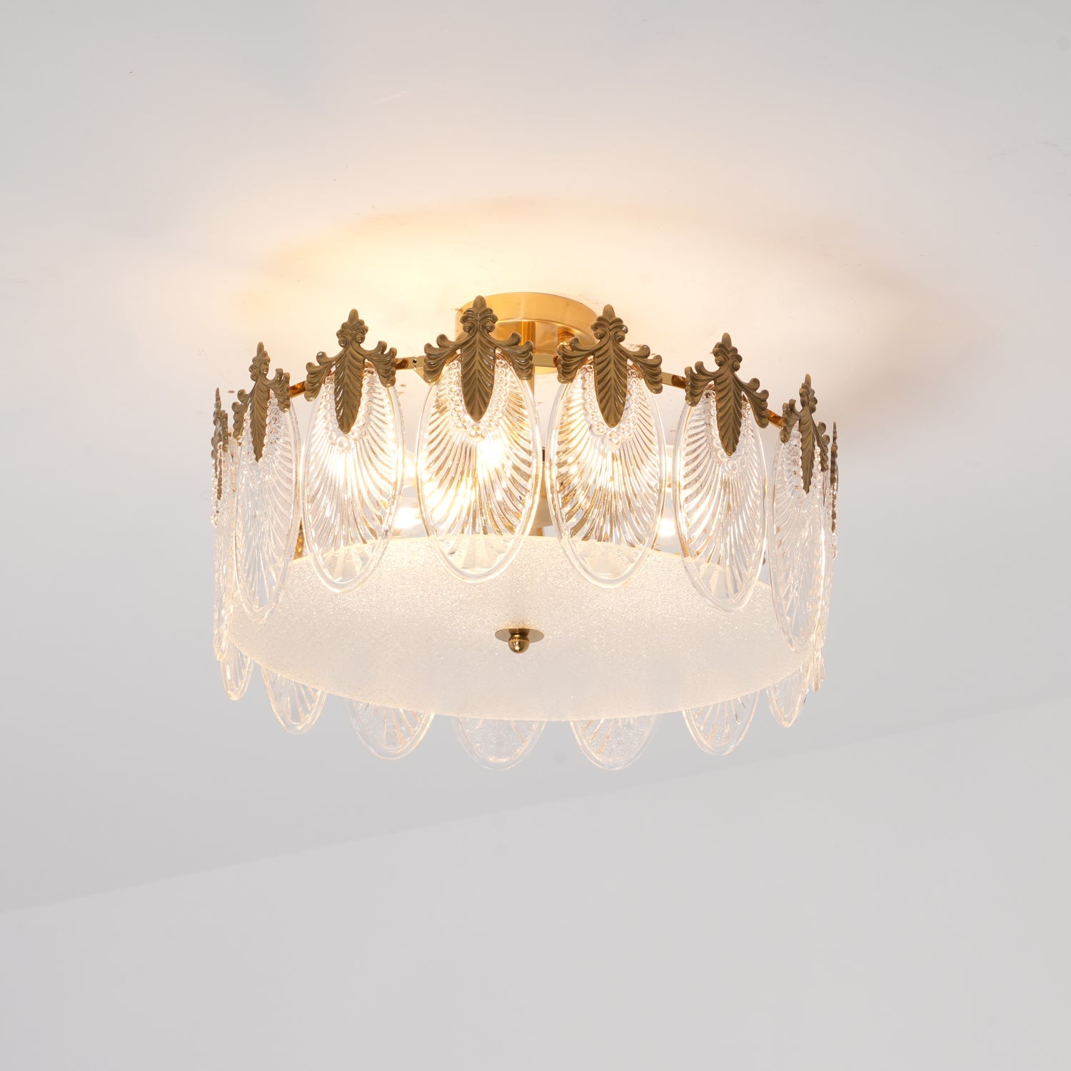 Etched Glass Round Chandelier – Modern Decorative Ceiling Light