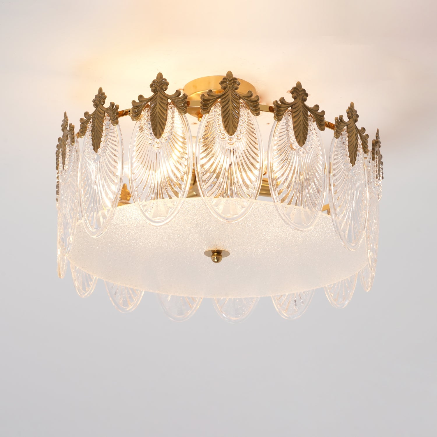Etched Glass Round Chandelier – Modern Decorative Ceiling Light