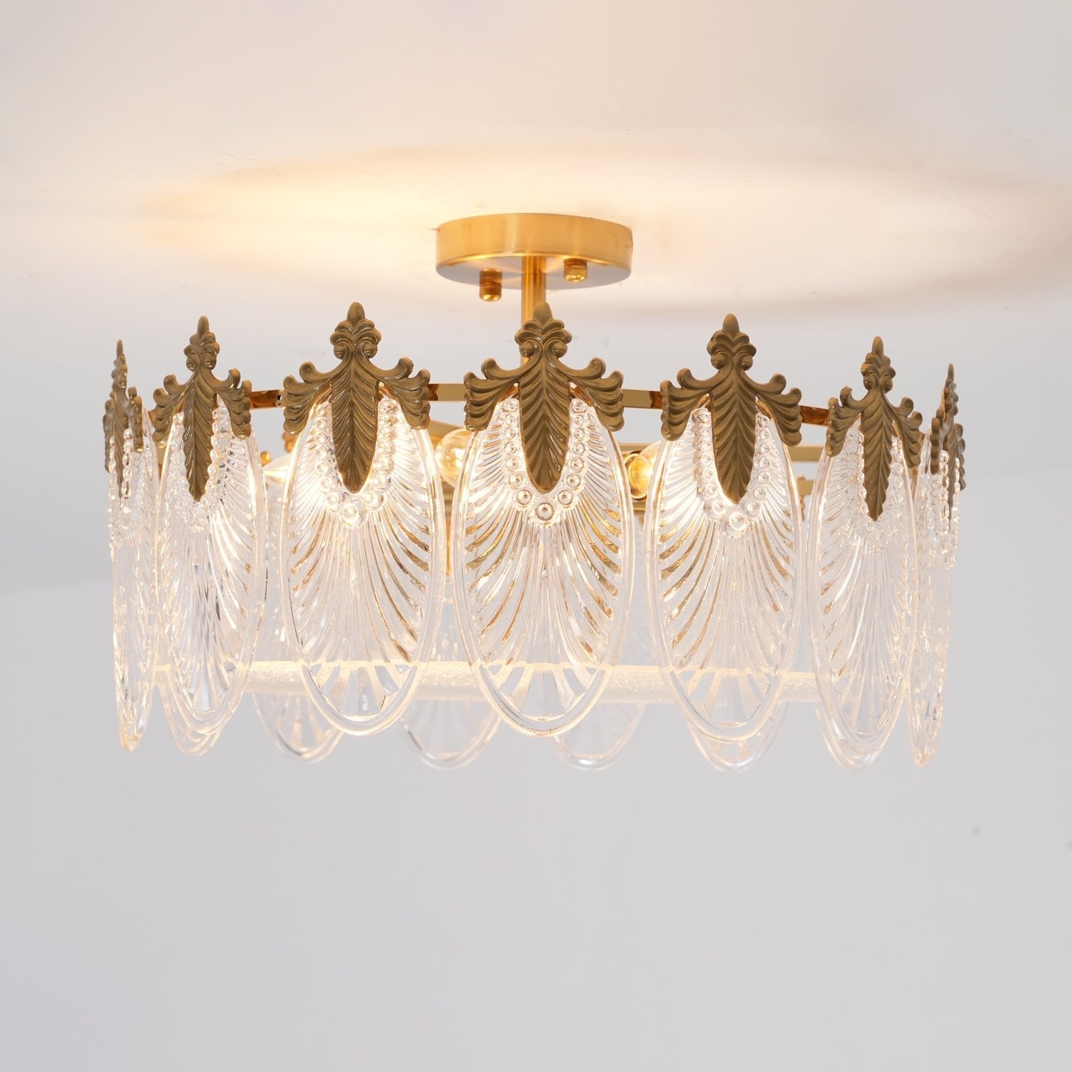 Etched Glass Round Chandelier – Modern Decorative Ceiling Light