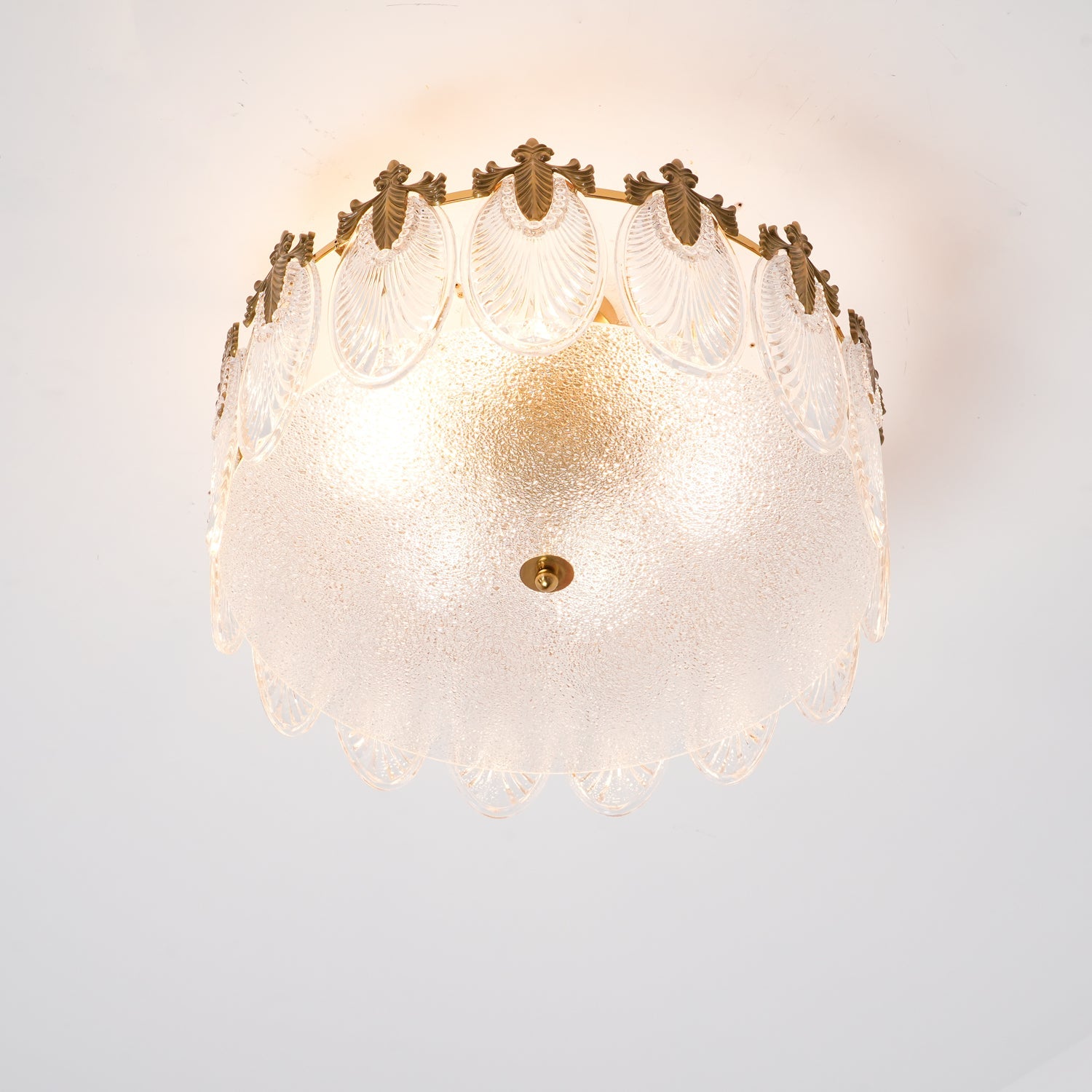 Etched Glass Round Chandelier – Modern Decorative Ceiling Light