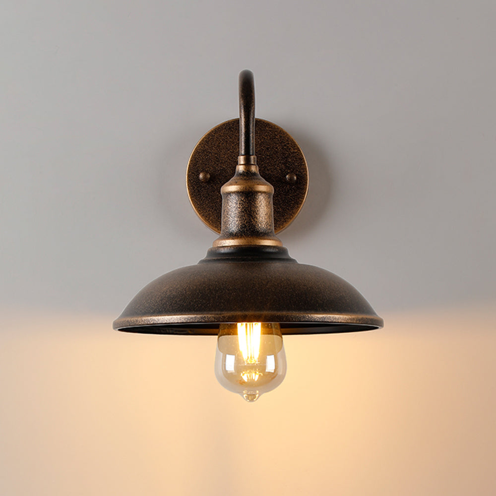 Weather-Resistant Outdoor Bowl Light with Rustic Brass Finish