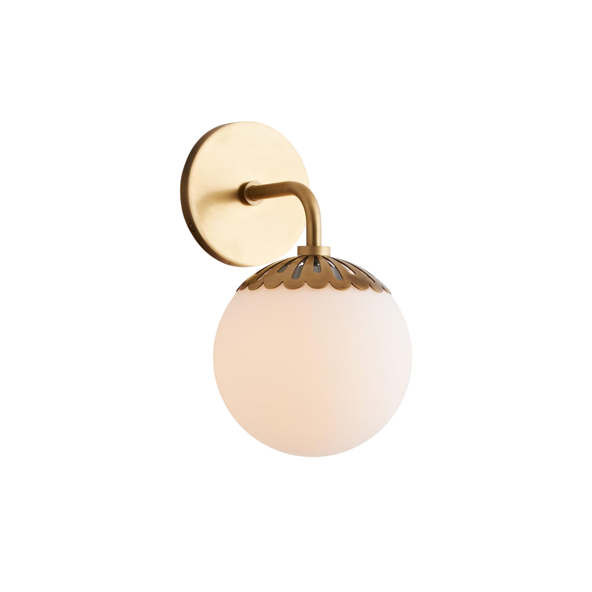 Brass Wall Sconce with Glass Globe – Flower-Inspired Modern Art Deco Light