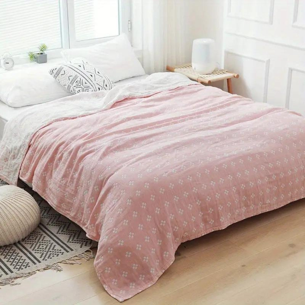Cotton Throw with Geometric Diamond Dot Design