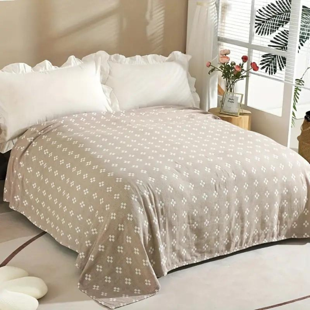 Cotton Throw with Geometric Diamond Dot Design