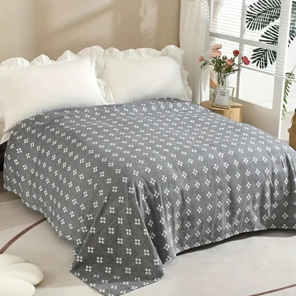 Cotton Throw with Geometric Diamond Dot Design