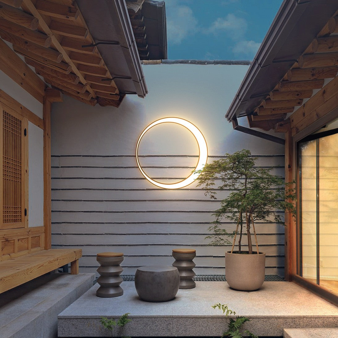 Outdoor LED Wall Light 30W | Crescent Moon Design Stainless Steel Sconce