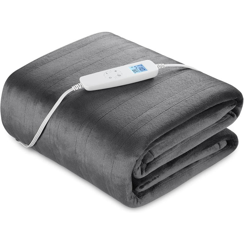 Queen Size Electric Throw Blanket | 6 Heat Settings Heated Throw, Grey