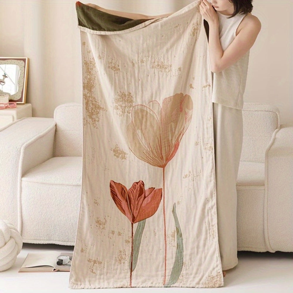 Floral Print Bath Towel Blanket – Absorbent and Cozy