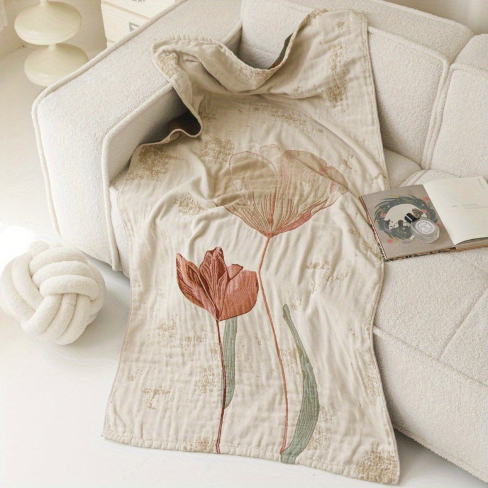 Floral Print Bath Towel Blanket – Absorbent and Cozy