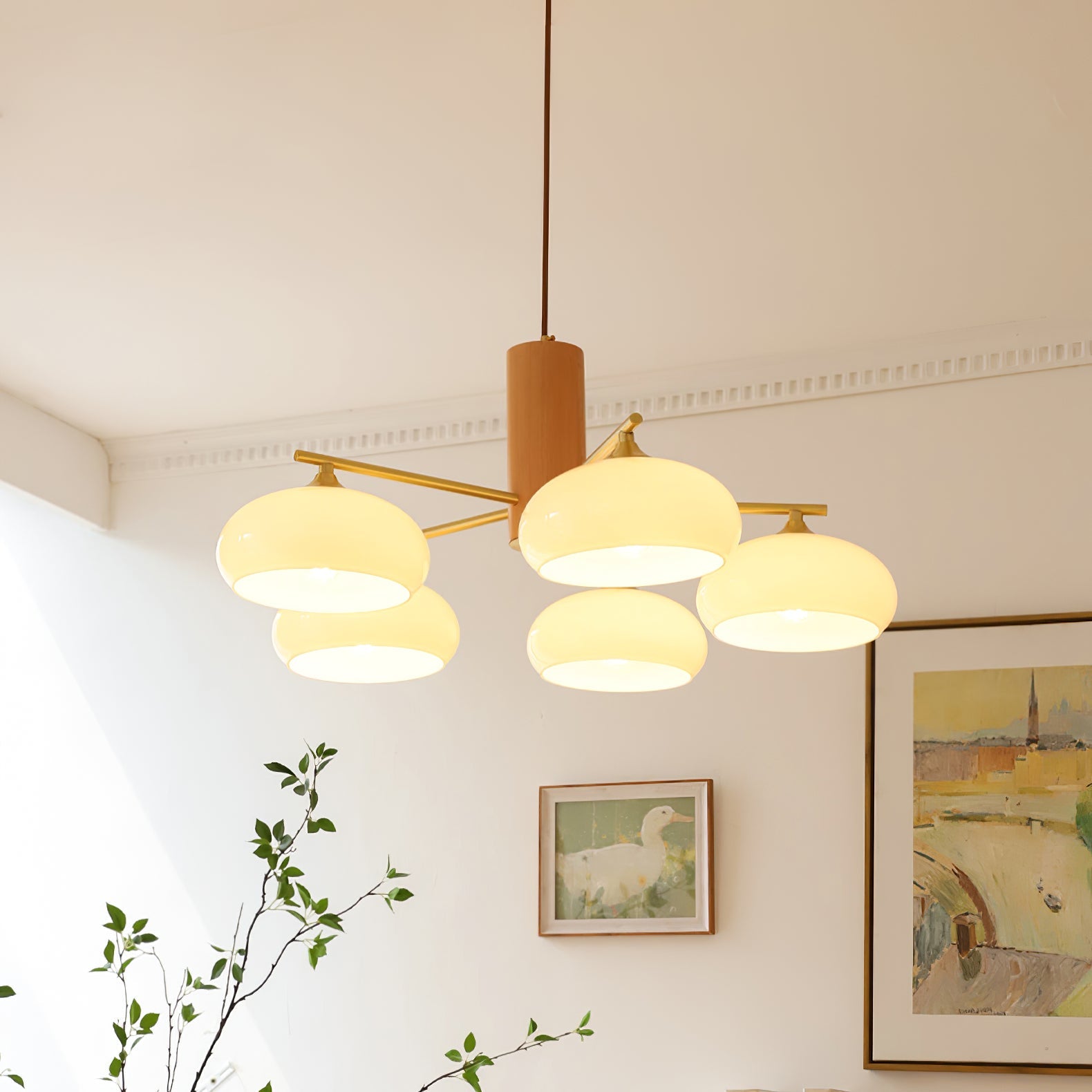 Modern Elliptical Persimmon Chandelier – Ceiling Light Fixture