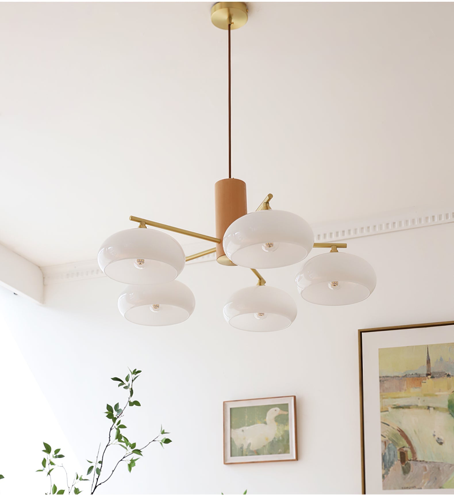 Modern Elliptical Persimmon Chandelier – Ceiling Light Fixture
