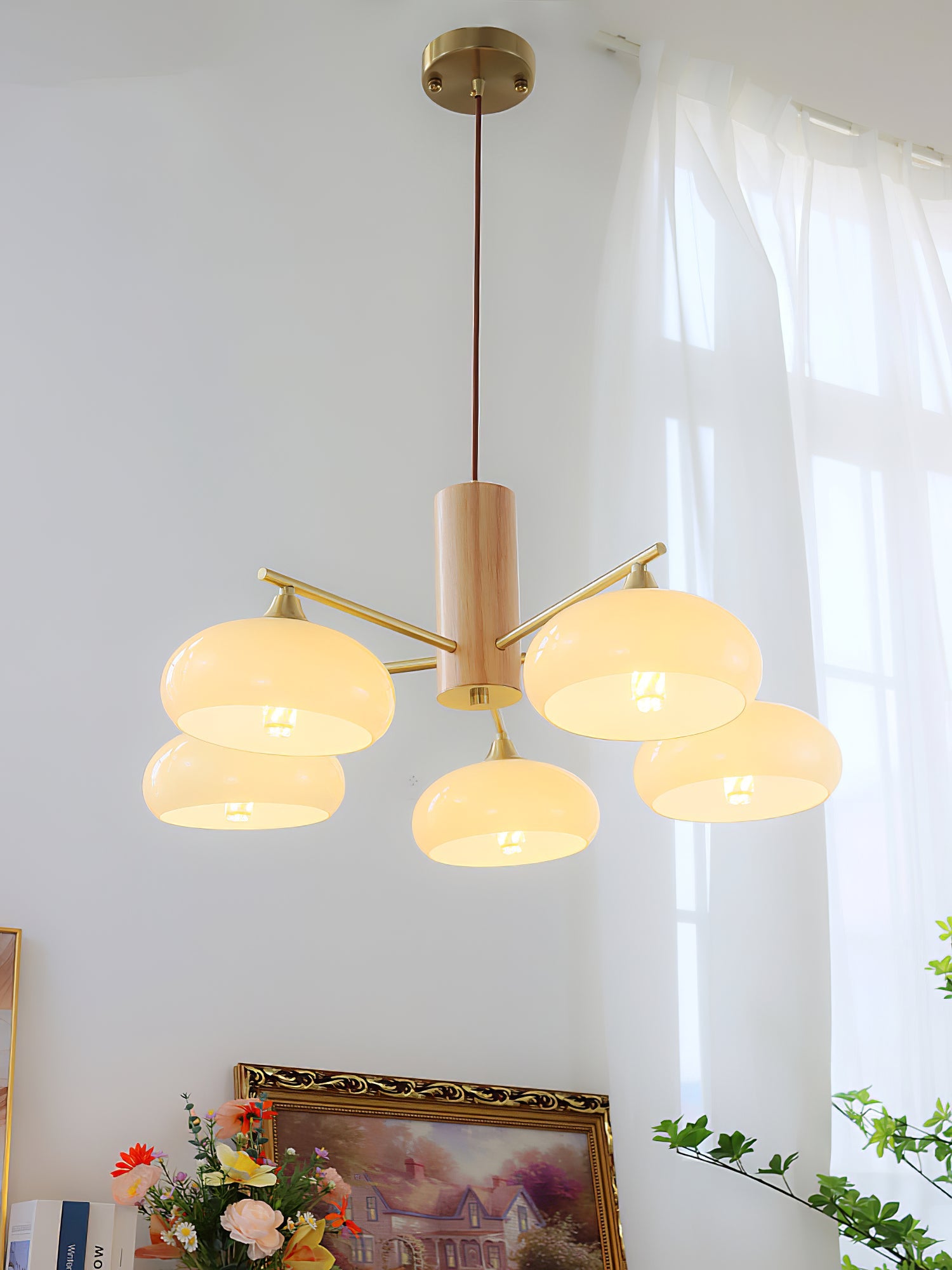 Modern Elliptical Persimmon Chandelier – Ceiling Light Fixture