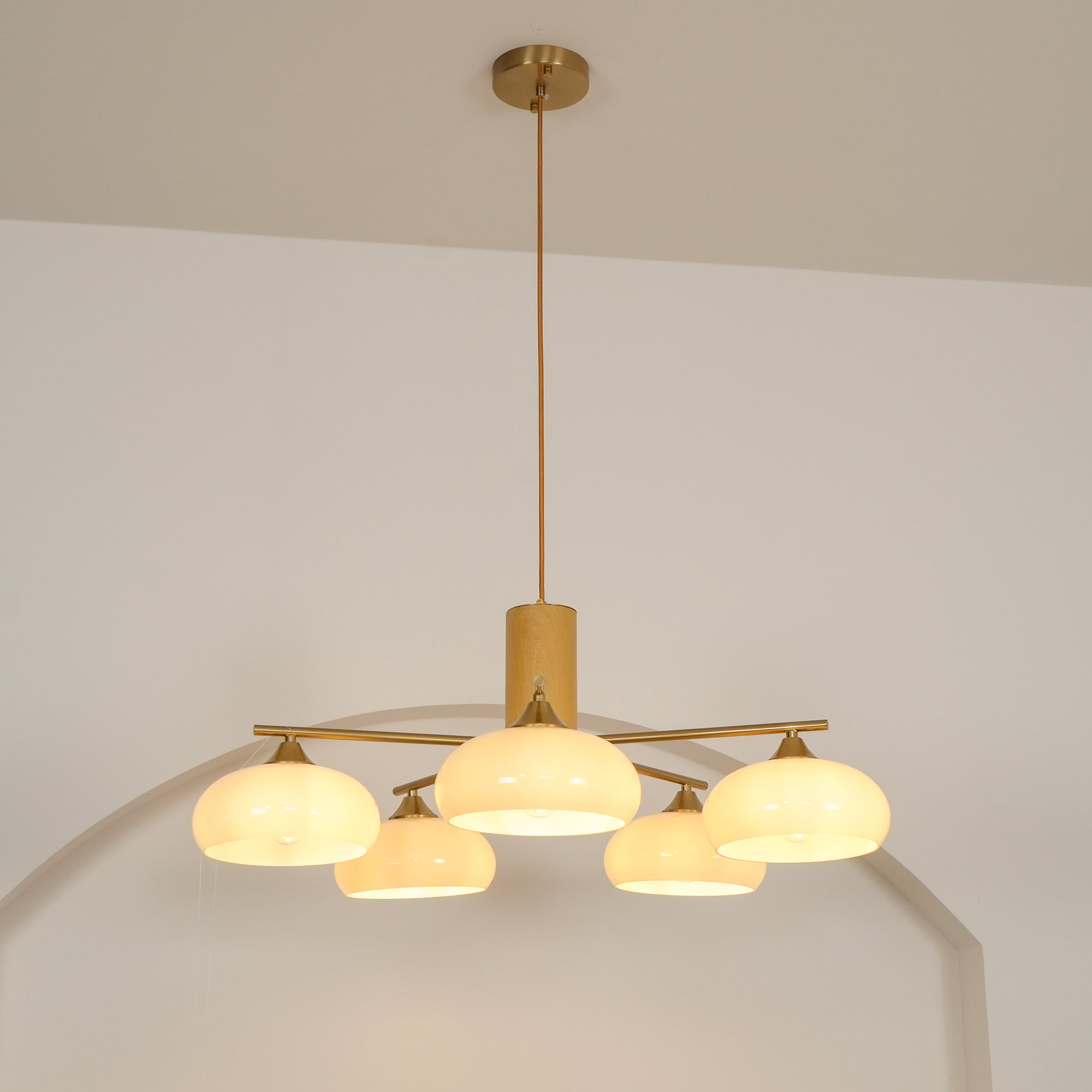 Modern Elliptical Persimmon Chandelier – Ceiling Light Fixture